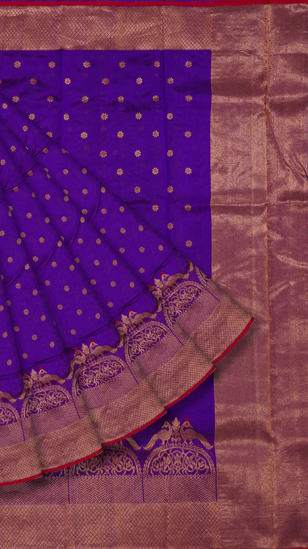 Purple Chanderi Silk Saree with Gold Butta & Jal Border