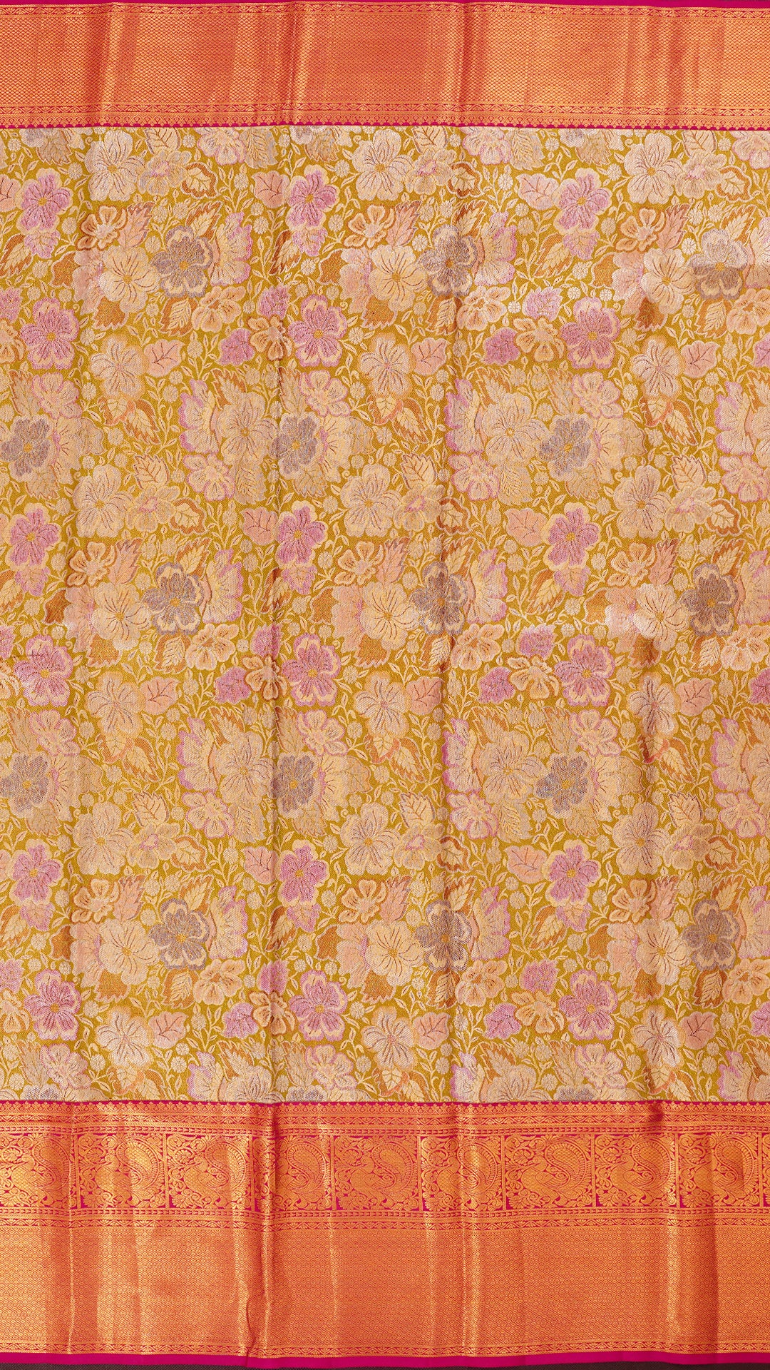 Gold Tissue Kanchipuram Saree with Pink Pallu