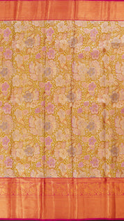 Gold Tissue Kanchipuram Saree with Pink Pallu