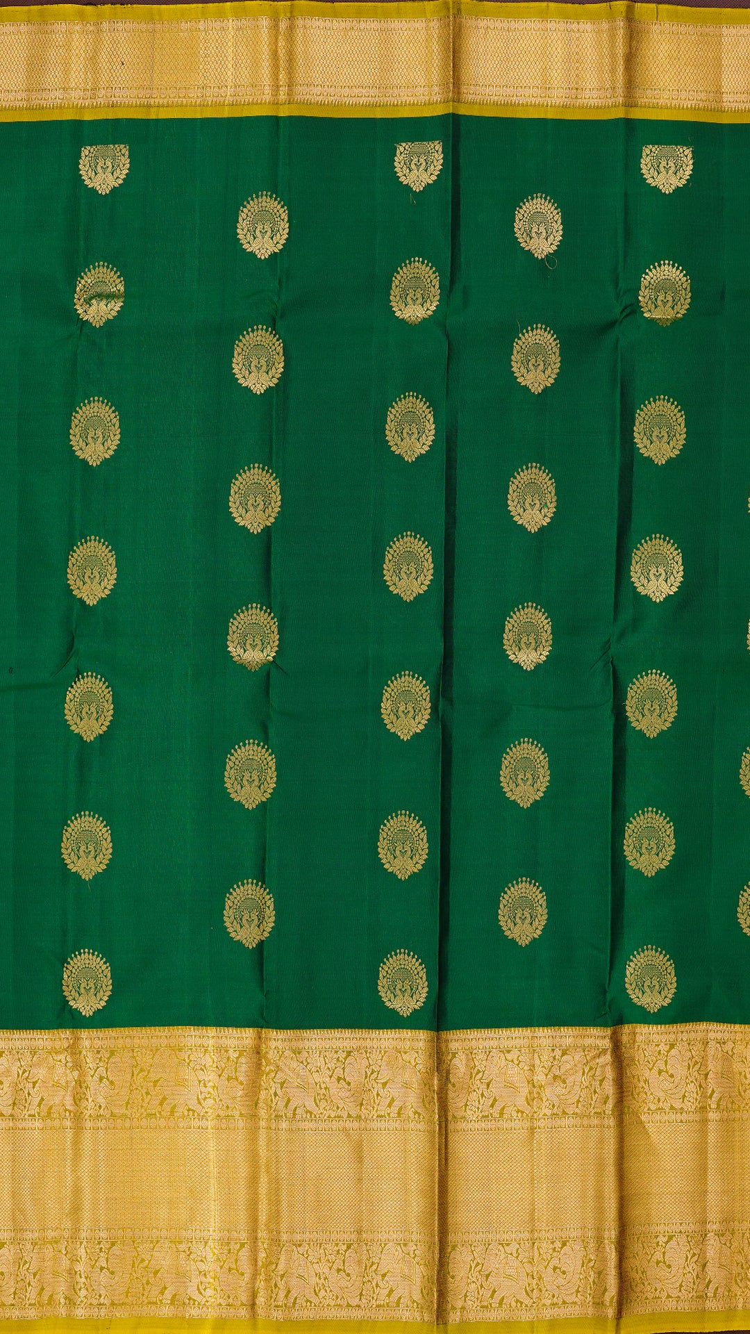 Dark Green Kanchipuram Saree with Olive Border