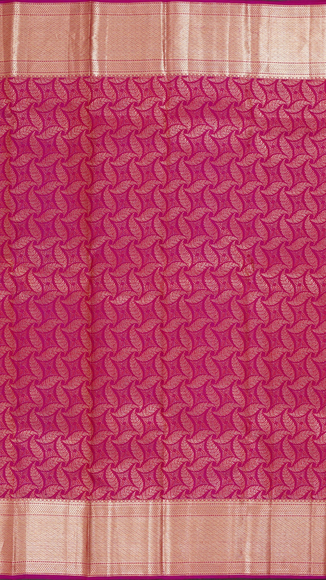 Magenta Pink Kanchipuram Silk Saree with Khadi Border