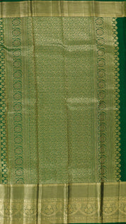 Lavender and Dark Green Kanchipuram Silk Saree with Gold Zari Border | Big Border Traditional Saree