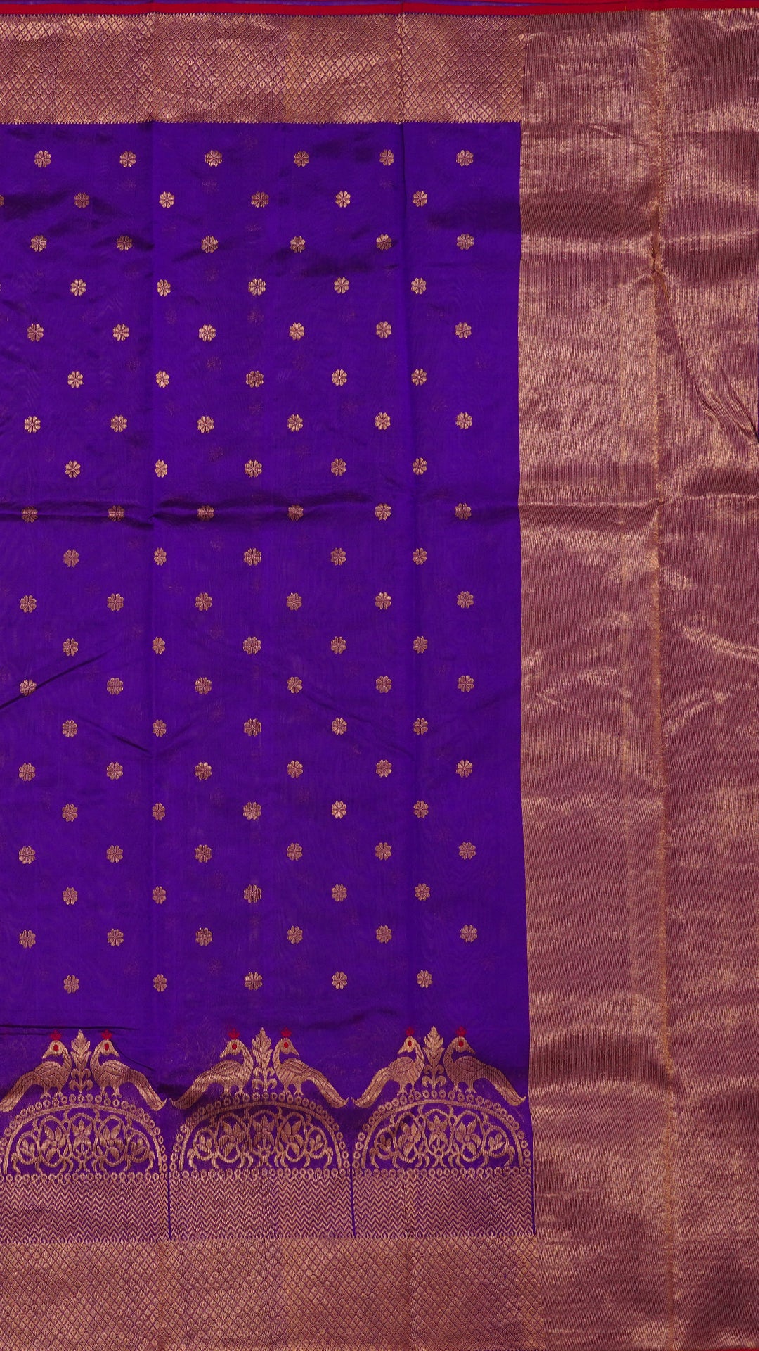 Purple Chanderi Silk Saree with Gold Butta & Jal Border