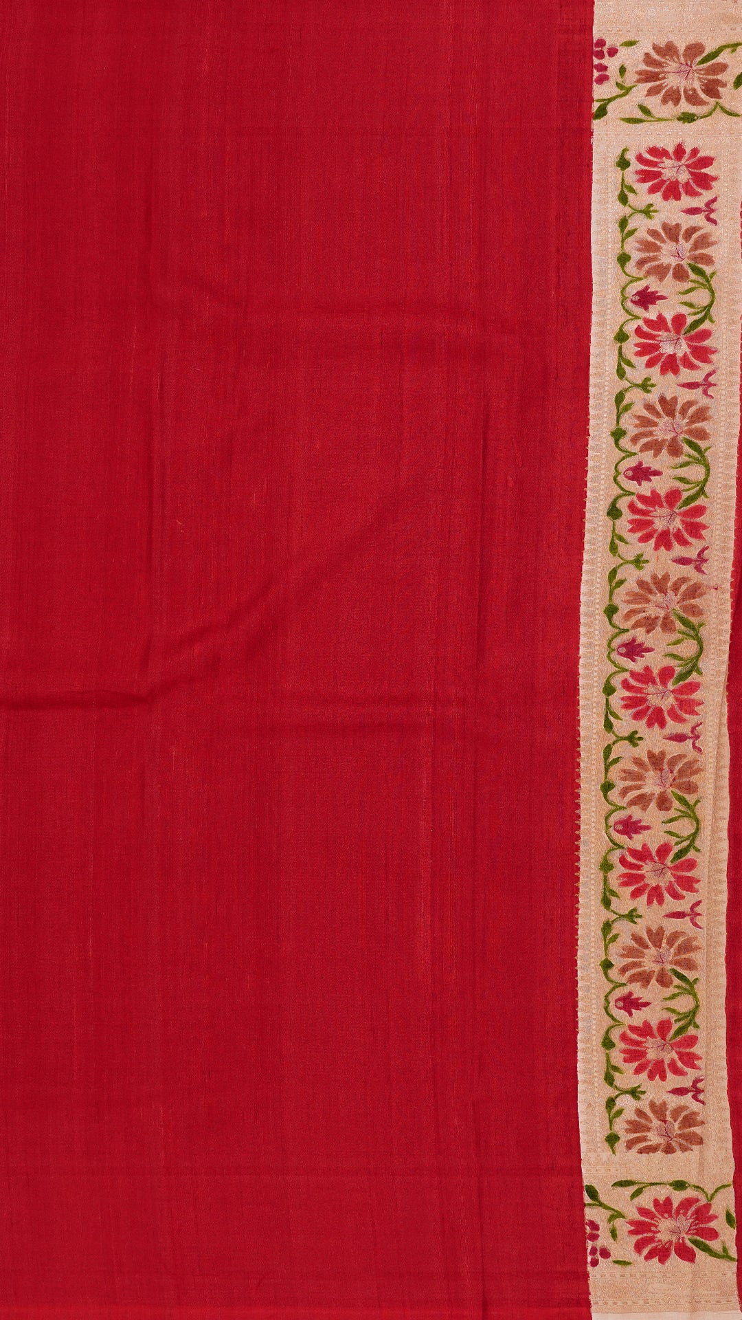 Multi-Colour Banarasi Tusser Saree with Floral Border