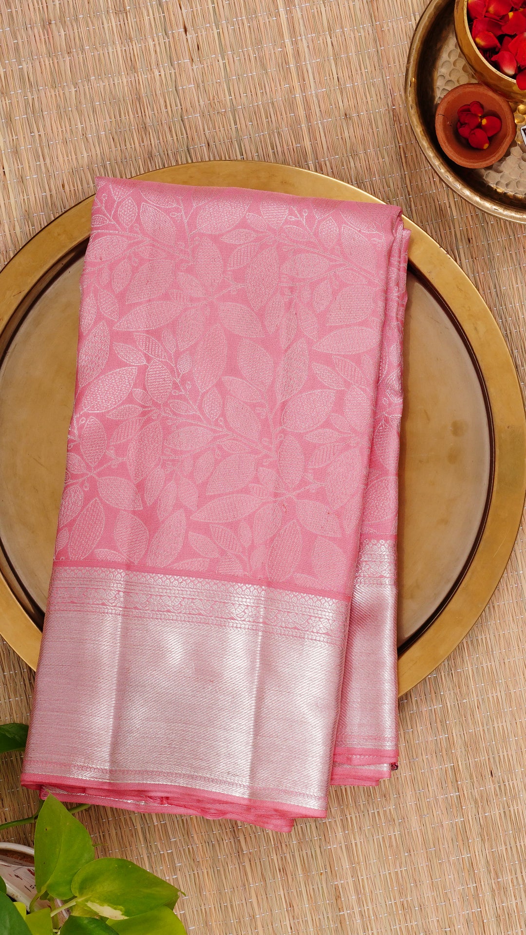 Peach Kanchipuram Saree with Kadi Border