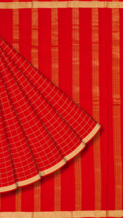 Red Crepe Saree with Self-Plain Body and Zari