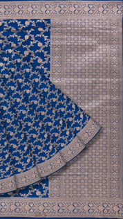 Peacock Blue Banaras Saree with Zari Border