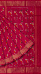 Bright Pink Ikkat Silk Saree Featuring Kaddi Zari Border