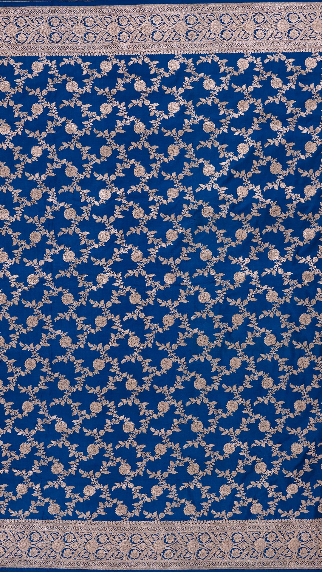 Peacock Blue Banaras Saree with Zari Border