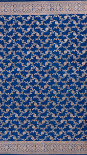 Peacock Blue Banaras Saree with Zari Border