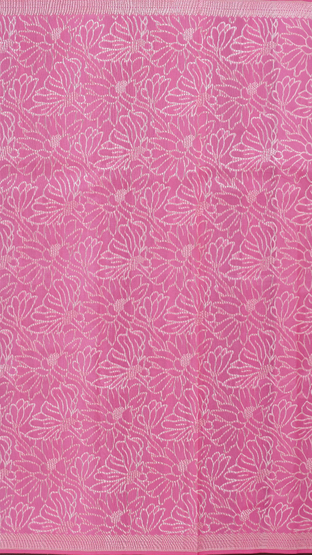 Baby Pink Banaras Saree with Silver Zari Border