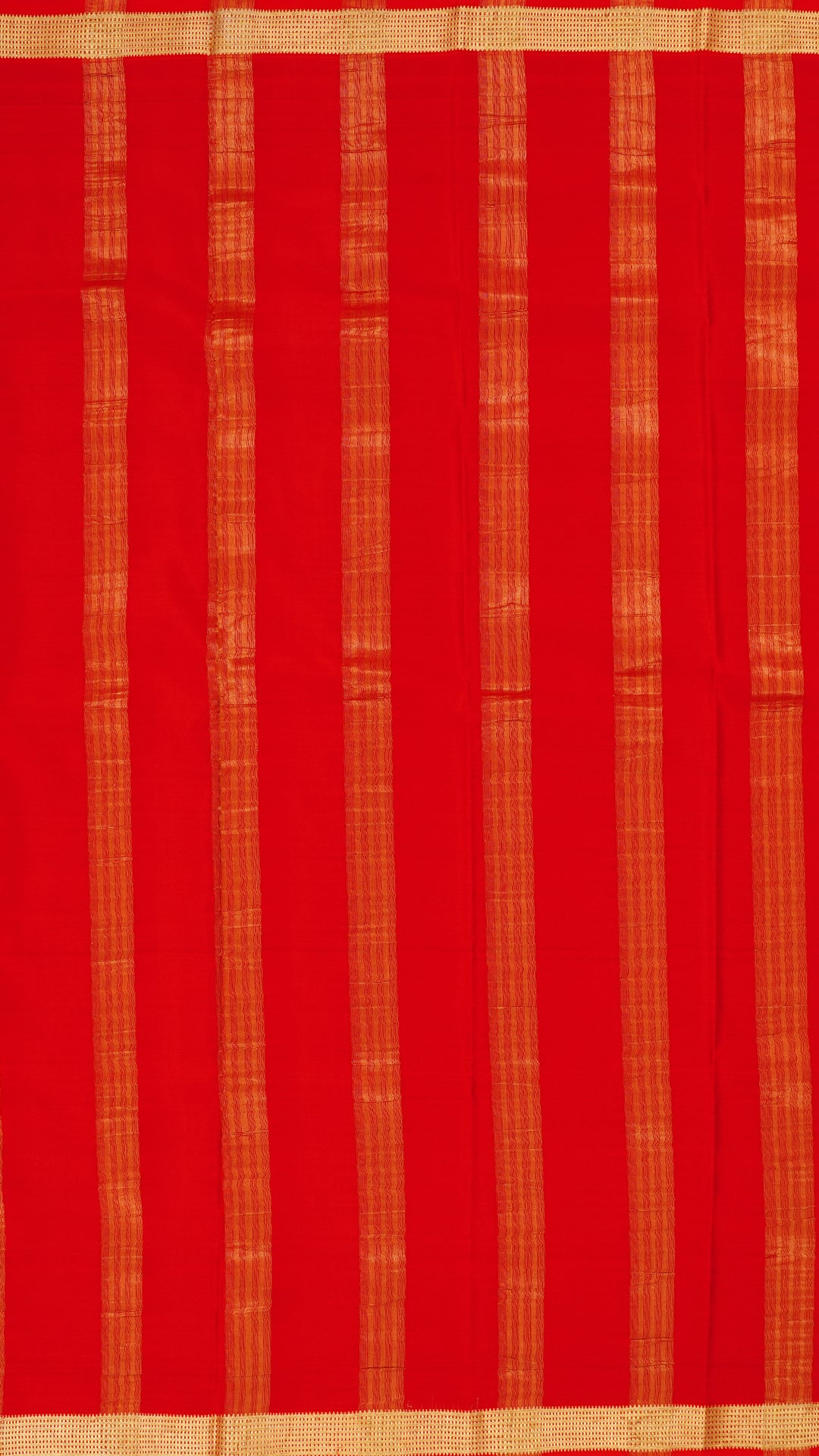 Red Crepe Saree with Self-Plain Body and Zari
