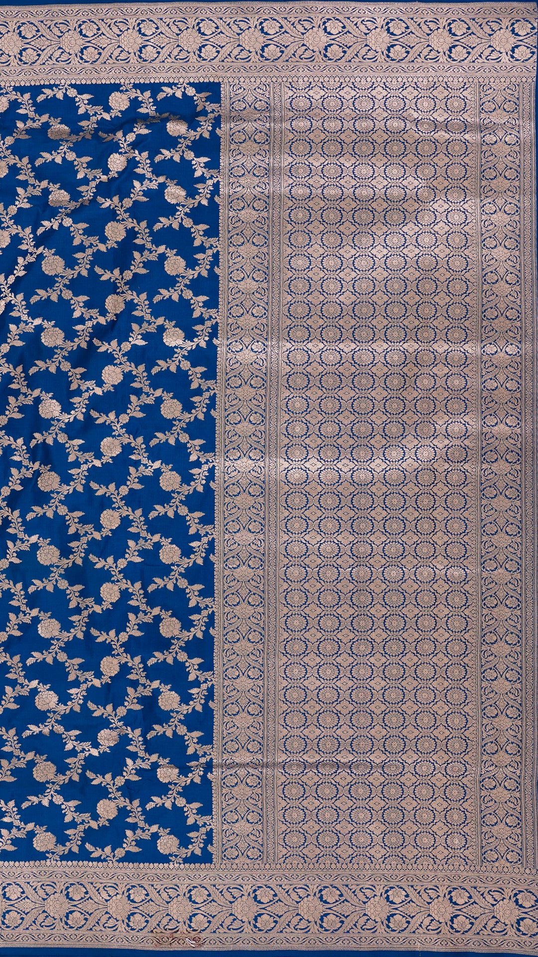 Peacock Blue Banaras Saree with Zari Border
