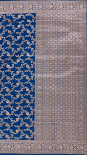 Peacock Blue Banaras Saree with Zari Border