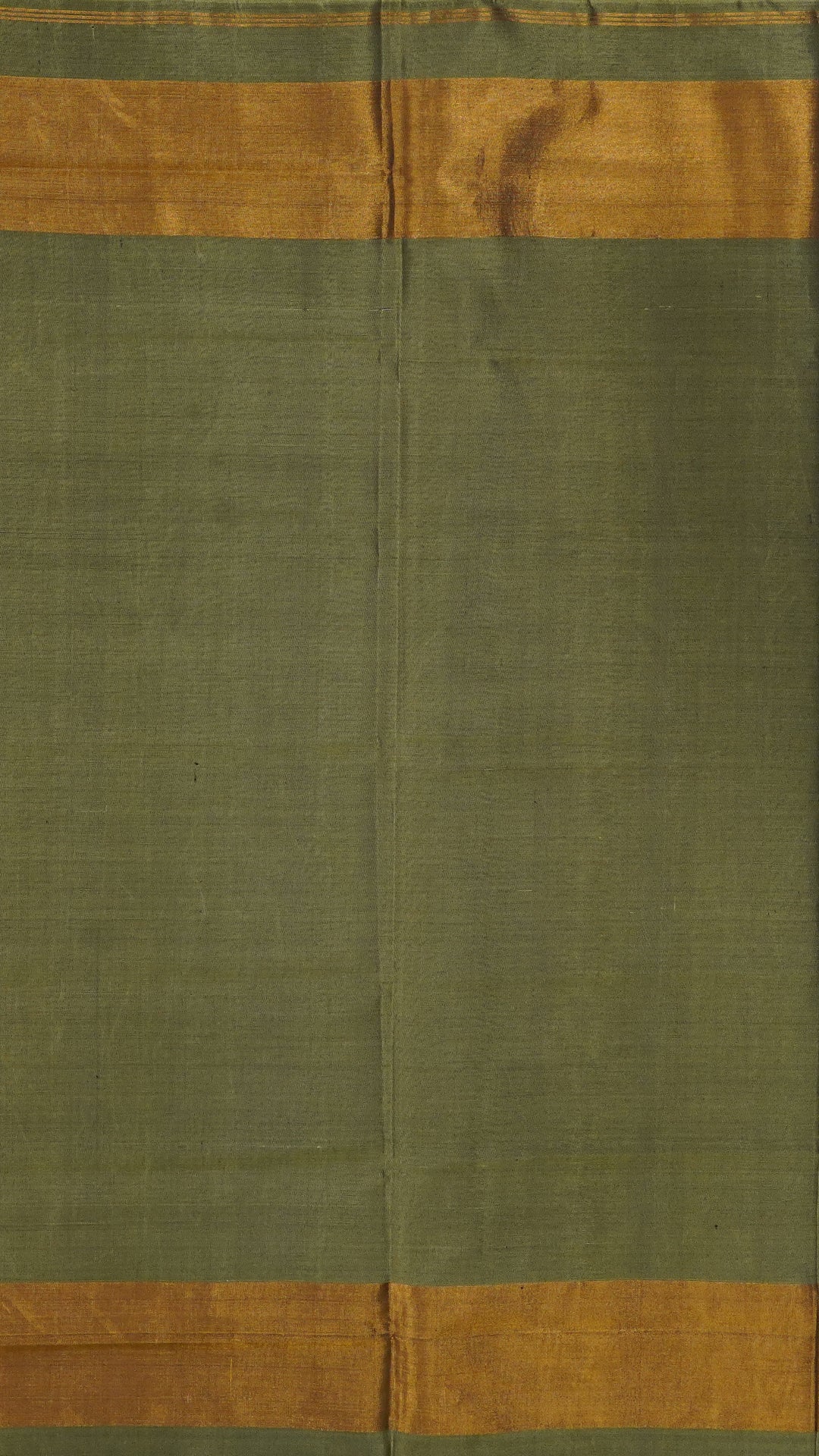 Olive Green Patola Silk Saree with Large Gold Contrast Zari Border