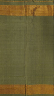 Olive Green Patola Silk Saree with Large Gold Contrast Zari Border
