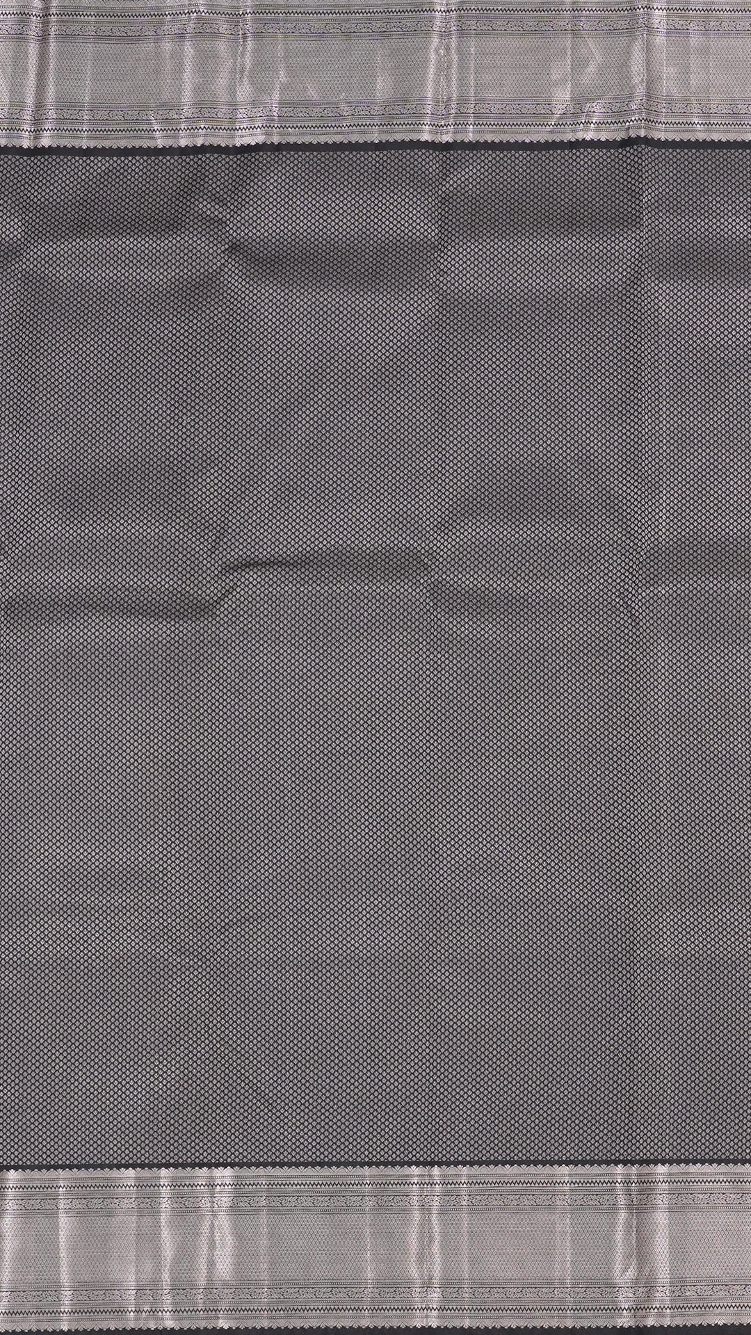 Black Kanchi Pattu Silk Saree with Medium Silver Self Zari Border