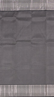 Black Kanchi Pattu Silk Saree with Medium Silver Self Zari Border