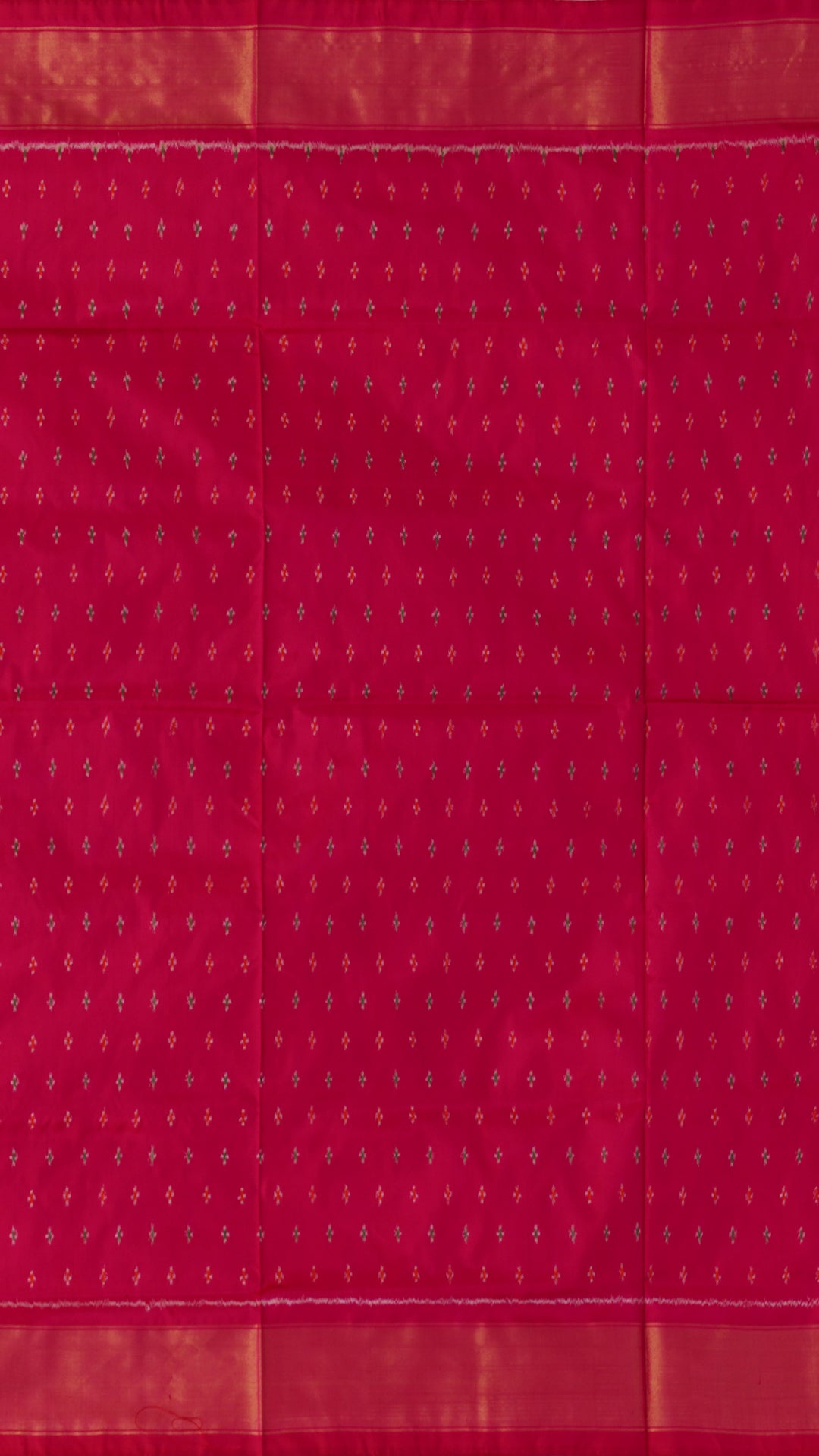 Bright Pink Ikkat Silk Saree Featuring Kaddi Zari Border