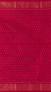 Bright Pink Ikkat Silk Saree Featuring Kaddi Zari Border
