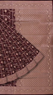 Dark Coffee Brown Banaras Saree with Zari Border