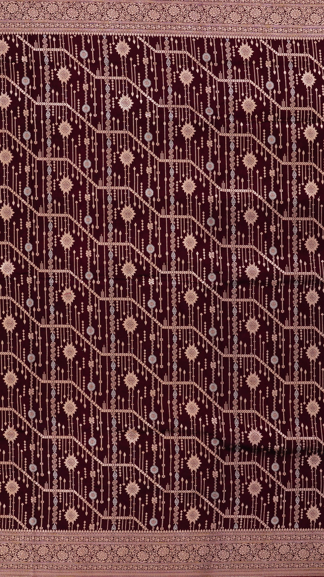 Dark Coffee Brown Banaras Saree with Zari Border