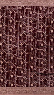 Dark Coffee Brown Banaras Saree with Zari Border