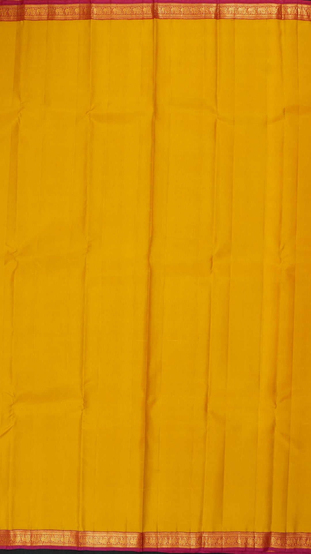 Classic Yellow Kanchi Silk Saree with Pink Contrast Border