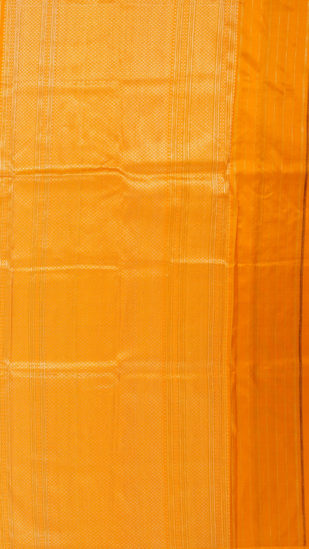Mustard Yellow Banaras Silk Saree with Vertical Stripes