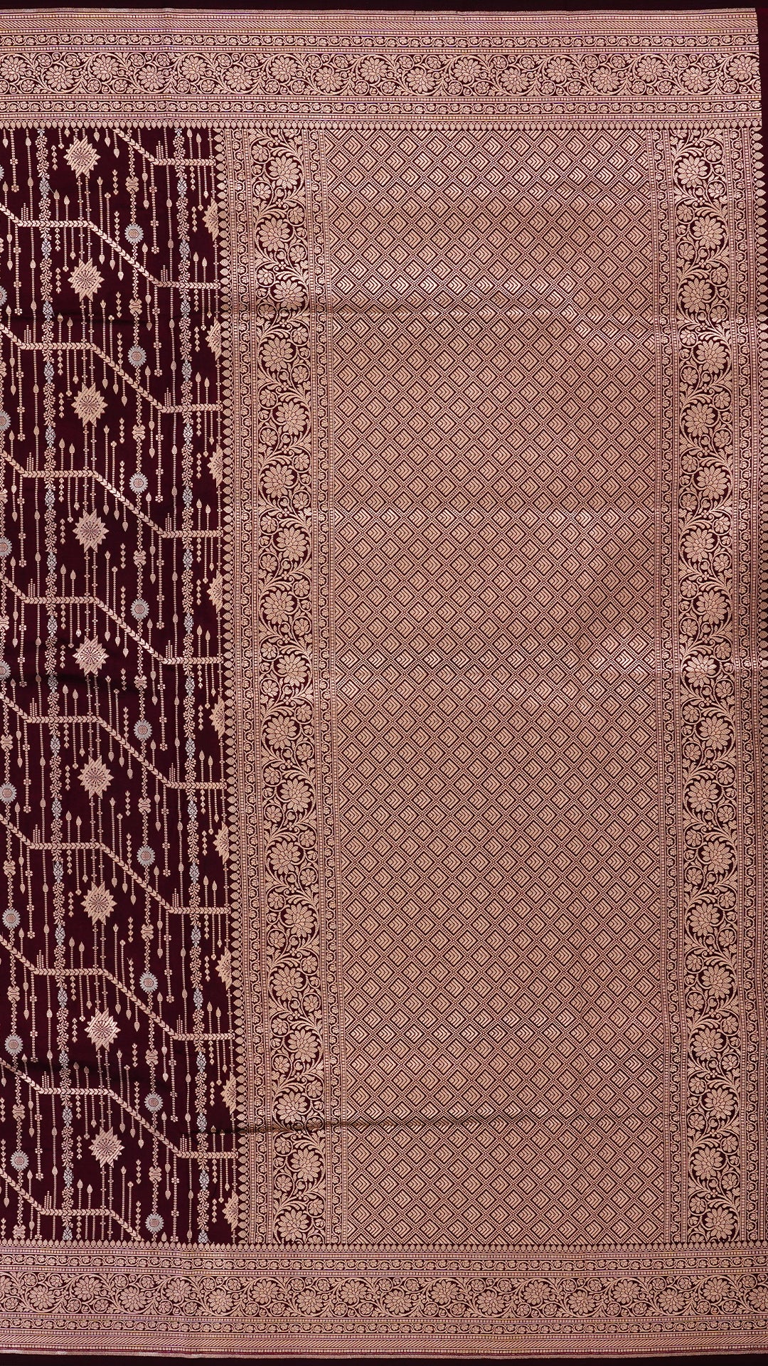 Dark Coffee Brown Banaras Saree with Zari Border