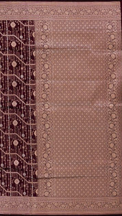 Dark Coffee Brown Banaras Saree with Zari Border