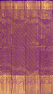 Parrot Green Kanchi Pattu Saree with Purple Contrast Border