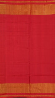 Cream Patola Silk Saree with Medium Red Zigzag Contrast Zari Border