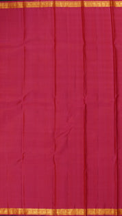 Classic Yellow Kanchi Silk Saree with Pink Contrast Border