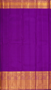 Parrot Green Kanchi Pattu Saree with Purple Contrast Border