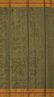 Bottle Green Chanderi Silk Saree with Gold Butta & Kadi Border