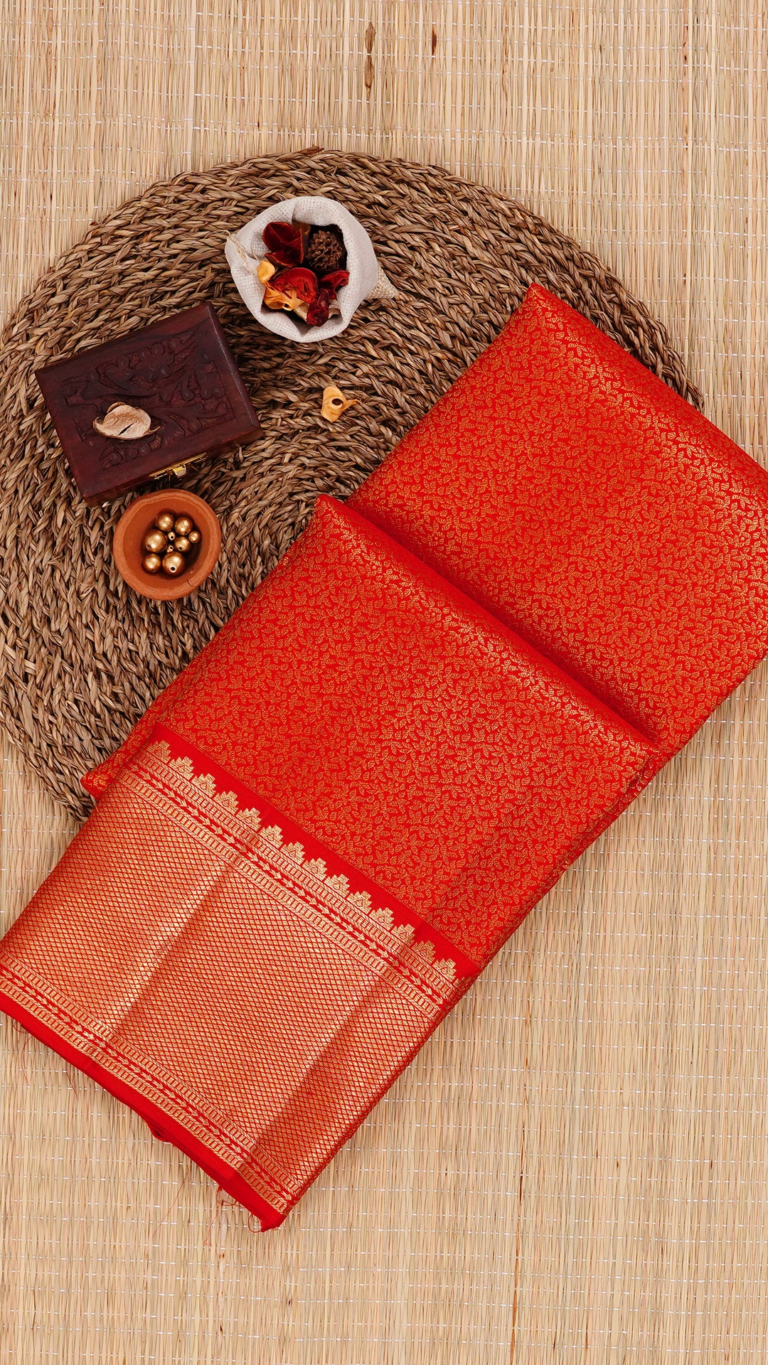 Red Kanchipuram Saree with Brocade Border