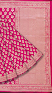 Bright Magenta Banaras Silk Saree with Buta Brocade Border