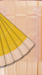 Dark Yellow Kanchipuram Saree with Onion Pink Pallu