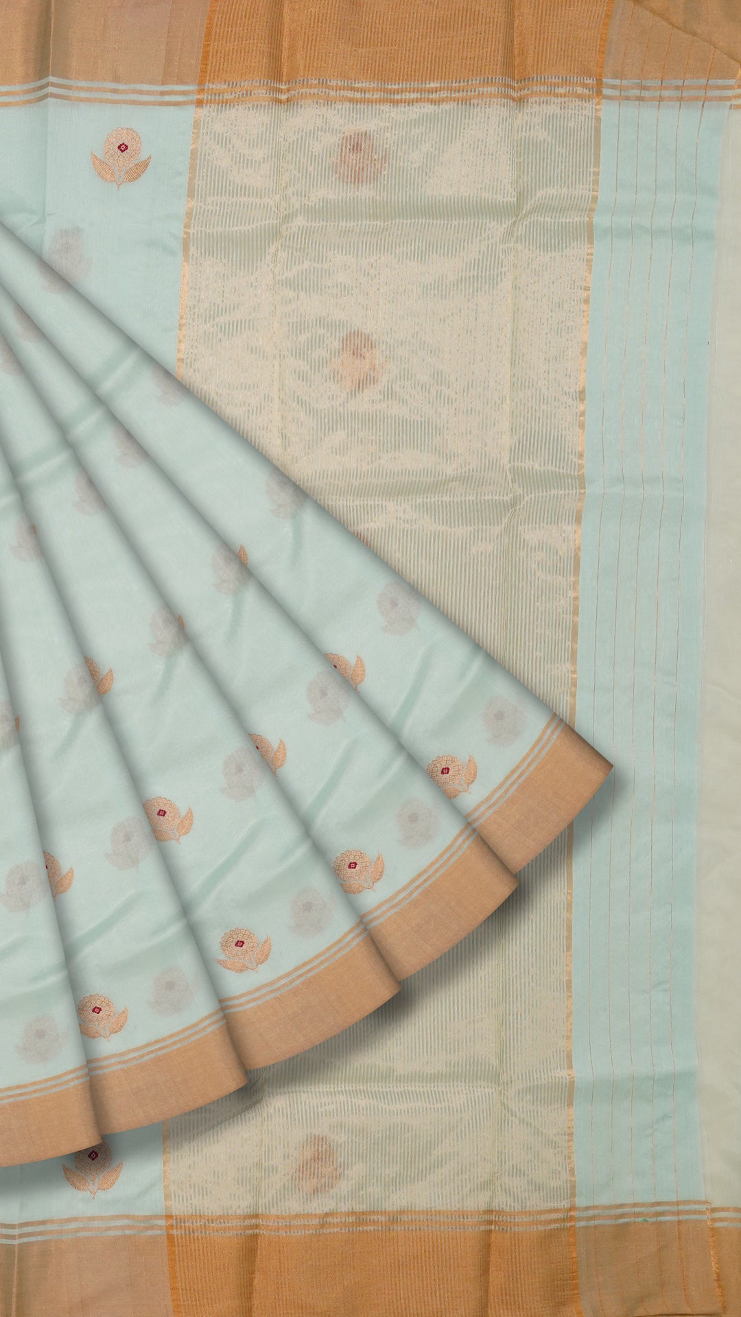 Powder Blue Chanderi Silk Saree with Gold Butta Work