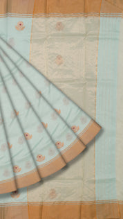 Powder Blue Chanderi Silk Saree with Gold Butta Work
