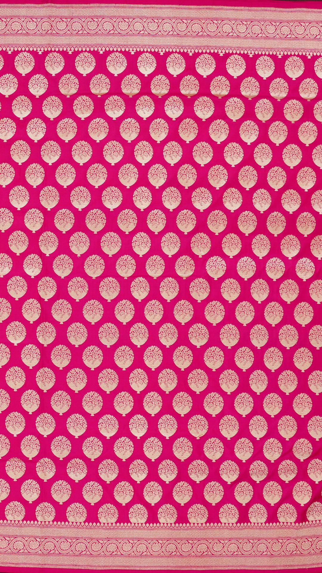 Bright Magenta Banaras Silk Saree with Buta Brocade Border