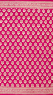 Bright Magenta Banaras Silk Saree with Buta Brocade Border