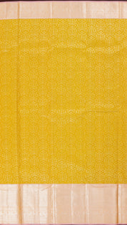 Dark Yellow Kanchipuram Saree with Onion Pink Pallu