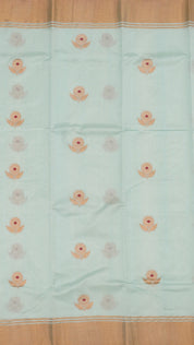 Powder Blue Chanderi Silk Saree with Gold Butta Work