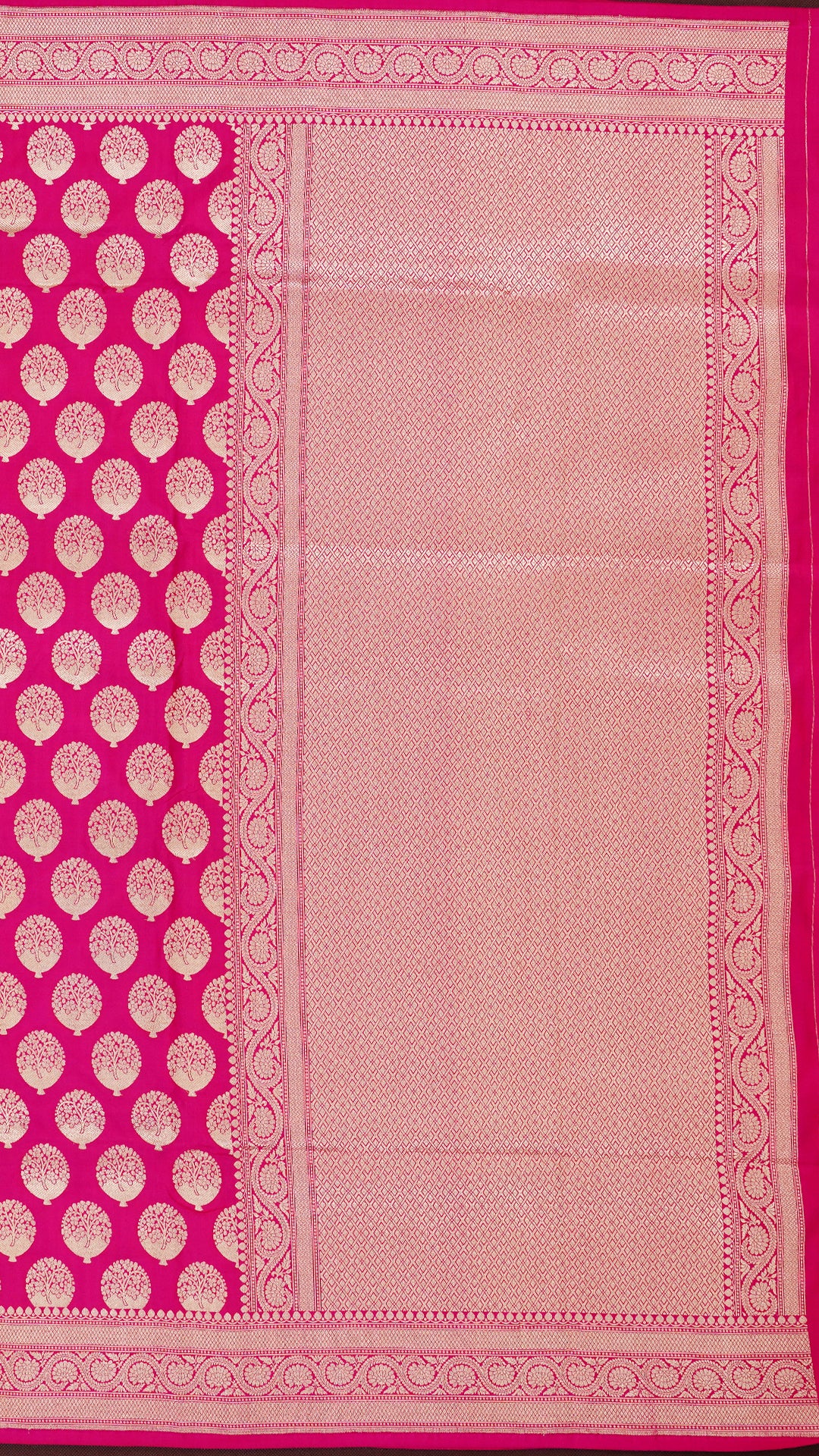 Bright Magenta Banaras Silk Saree with Buta Brocade Border
