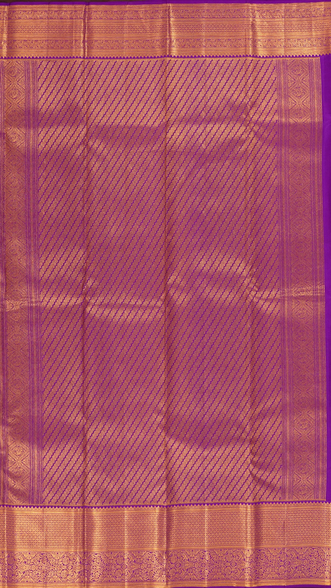 Light Blue Kanchipuram Silk Saree with Silver Butta and Purple Border