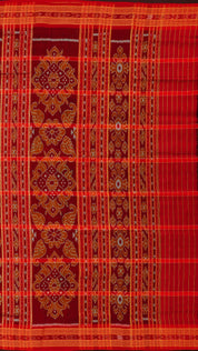 Rust Orange Ikkat Saree with Thread Weaving