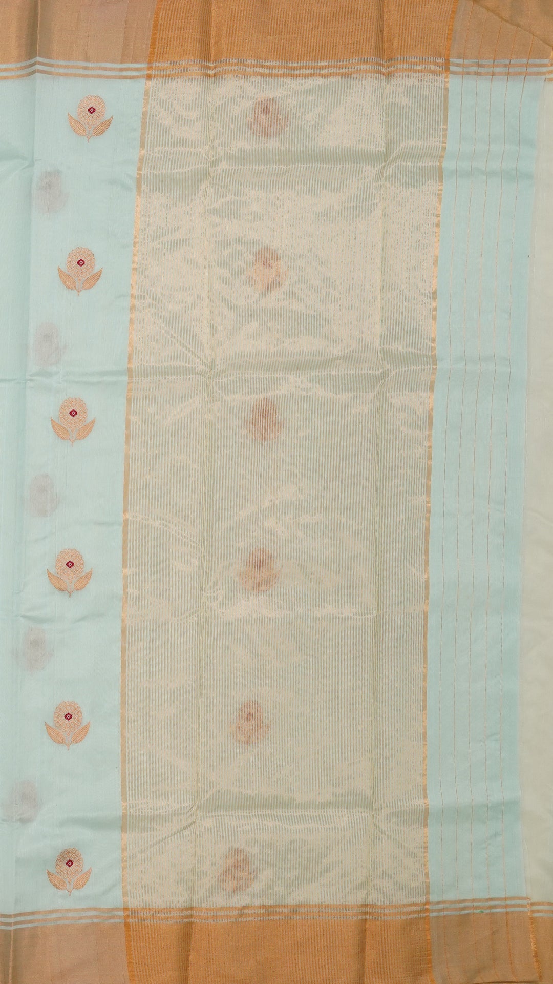 Powder Blue Chanderi Silk Saree with Gold Butta Work