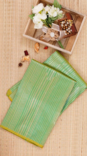 Pista Green Banaras Silk Saree without Border